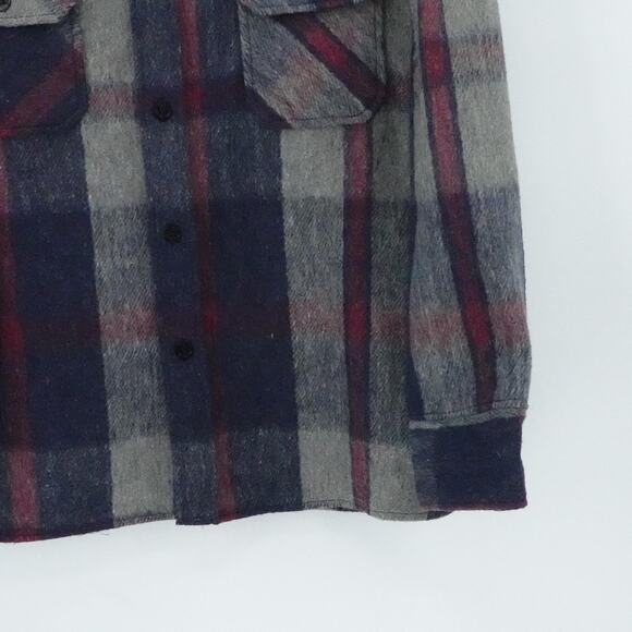 Vintage Brewster Shirt Mens Large Plaid Wool Blend Button Up Flannel 80s Fall - Picture 6 of 15